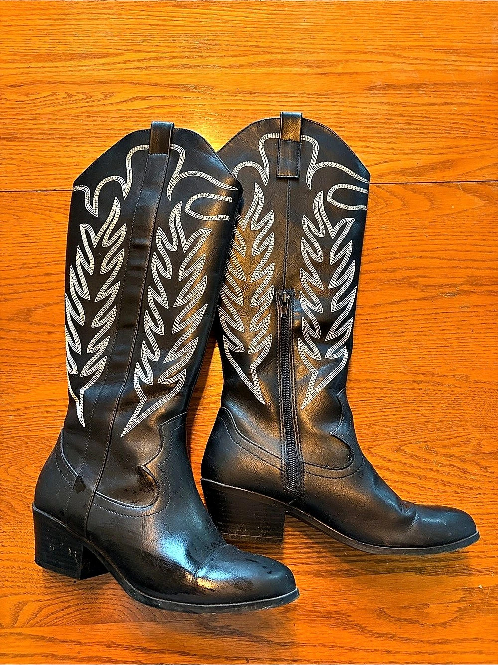 Maurices Black Embroidered Heeled Cowgirl Boots